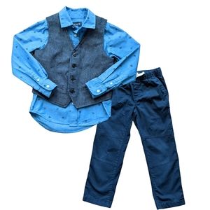 Boy Button Down Shirt, Vest and Pant Set Size 5/6